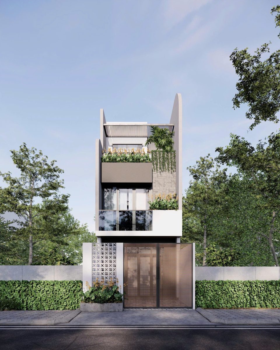 thiết kế nhà phố 3 tầng hiện đại, nghệ thuật, sống xanh cùng thiên nhiên tại Tân Triều, Hà Nội