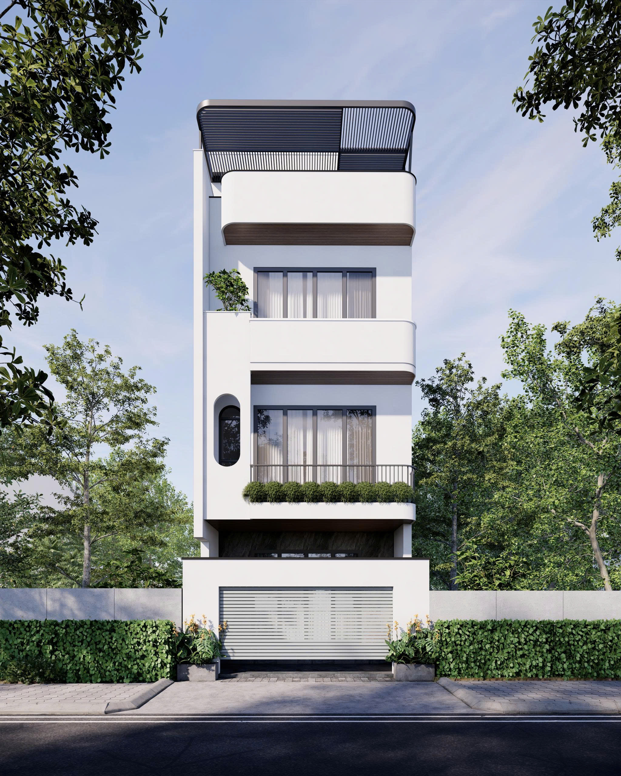 thiết kế nhà 4 tầng hiện đại, tôi ưu tại Long Biên