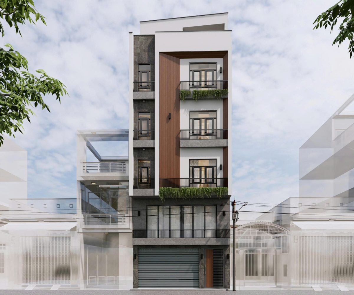 thiết kế nhà 5 tầng tại Long Biên